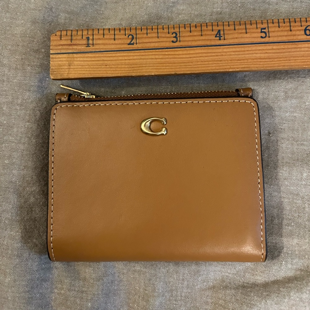 Coach tan  Leather Wallet with Gold Accent
